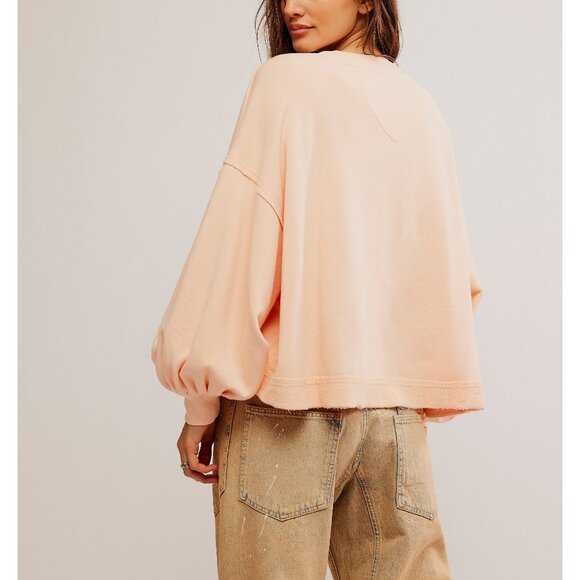 FREE PEOPLE Trish Sweatshirt / Summer Peach, Size XL - Picture 3 of 8